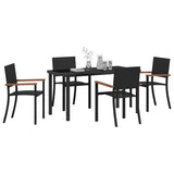Garden Dining Set 5 pcs Black Powder-Coated Steel - Side View