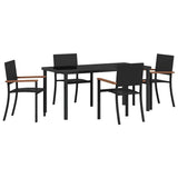 Garden Dining Set 5 pcs Black Powder-Coated Steel - Front View