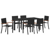 Garden Dining Set 7 pcs Black Powder-Coated Steel - Front View