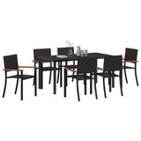 Garden Dining Set 7 pcs Black Powder-Coated Steel - Side View