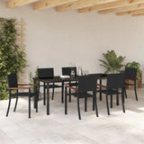 Garden Dining Set 7 pcs Black Powder-Coated Steel - Top-Down View