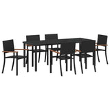 Garden Dining Set 7 pcs Black Powder-Coated Steel - Front View