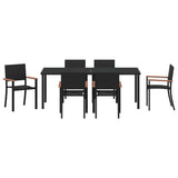 Garden Dining Set 7 pcs Black Powder-Coated Steel - Close-Up Angle