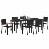 Garden Dining Set 7 pcs Black Powder-Coated Steel - Side View