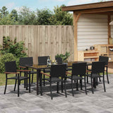 Garden Dining Set 9 pcs Black Powder-Coated Steel - Top-Down View