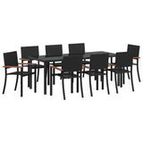 Garden Dining Set 9 pcs Black Powder-Coated Steel - Front View