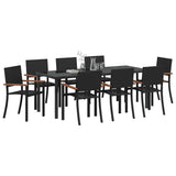 Garden Dining Set 9 pcs Black Powder-Coated Steel - Side View