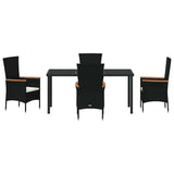 Garden Dining Set with Cushion 5 pcs Black Powder-Coated Steel - Close-Up Angle