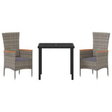 Garden Dining Set with Cushion 3 pcs Grey Powder-Coated Steel - Close-Up Angle