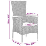 Garden Dining Set with Cushion 3 pcs Grey Powder-Coated Steel