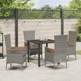 Garden Dining Set with Cushion 5 pcs Grey Powder-Coated Steel