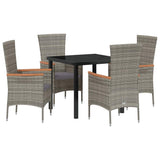 Garden Dining Set with Cushion 5 pcs Grey Powder-Coated Steel - Front View