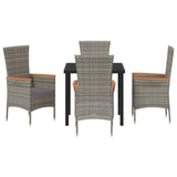 Garden Dining Set with Cushion 5 pcs Grey Powder-Coated Steel - Close-Up Angle