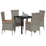 Garden Dining Set with Cushion 5 pcs Grey Powder-Coated Steel - Side View
