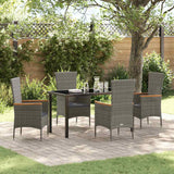 Garden Dining Set with Cushion 5 pcs Grey Powder-Coated Steel