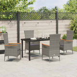 Garden Dining Set with Cushion 5 pcs Grey Powder-Coated Steel