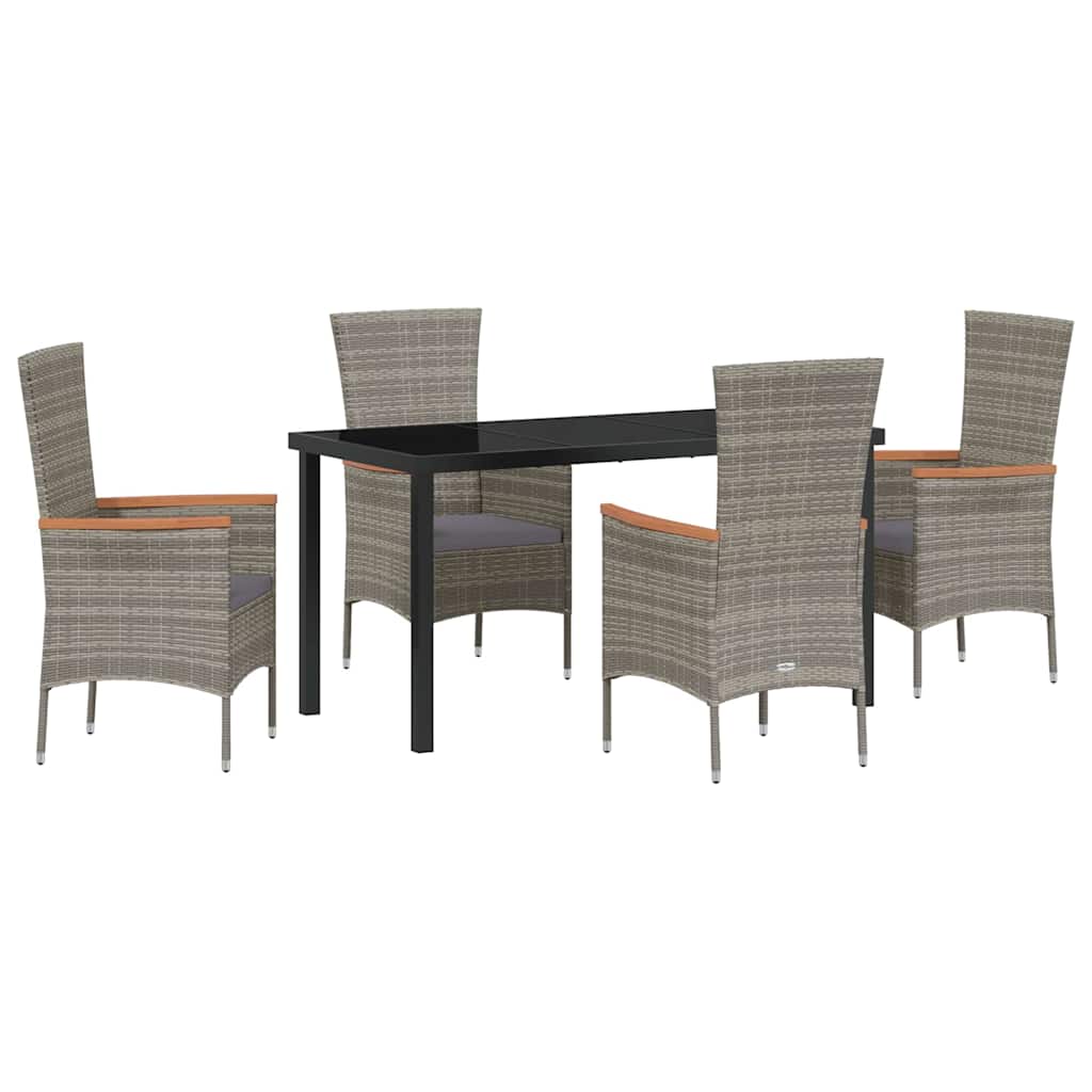 Garden Dining Set with Cushion 5 pcs Grey Powder-Coated Steel