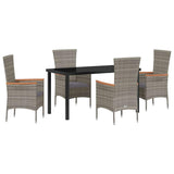 Garden Dining Set with Cushion 5 pcs Grey Powder-Coated Steel - Front View