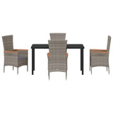 Garden Dining Set with Cushion 5 pcs Grey Powder-Coated Steel - Close-Up Angle
