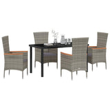 Garden Dining Set with Cushion 5 pcs Grey Powder-Coated Steel