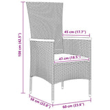 Garden Dining Set with Cushion 5 pcs Grey Powder-Coated Steel