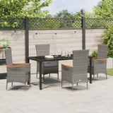 Garden Dining Set with Cushion 5 pcs Grey Powder-Coated Steel - Top-Down View