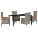 Garden Dining Set with Cushion 5 pcs Grey Powder-Coated Steel - Front View