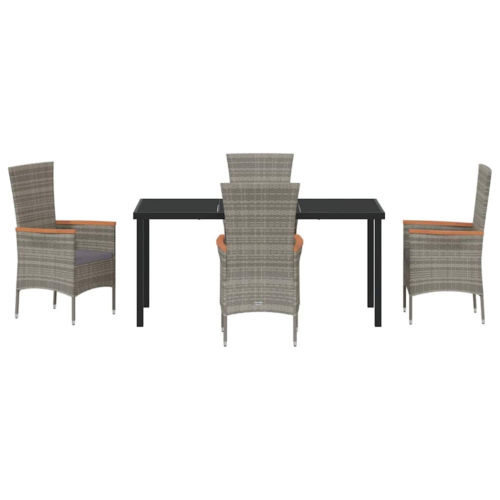 Garden Dining Set with Cushion 5 pcs Grey Powder-Coated Steel