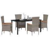 Garden Dining Set with Cushion 5 pcs Grey Powder-Coated Steel - Side View