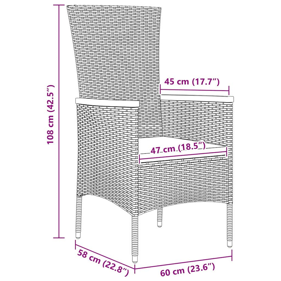 Garden Dining Set 5 pcs Grey Powder-Coated Steel