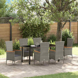 Garden Dining Set with Cushion 7 pcs Grey Powder-Coated Steel