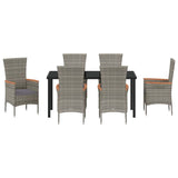 Garden Dining Set with Cushion 7 pcs Grey Powder-Coated Steel - Close-Up Angle