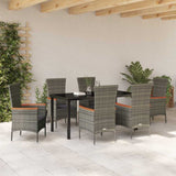 Garden Dining Set with Cushion 7 pcs Grey Powder-Coated Steel - Top-Down View