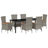Garden Dining Set with Cushion 7 pcs Grey Powder-Coated Steel