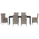 Garden Dining Set with Cushion 7 pcs Grey Powder-Coated Steel - Close-Up Angle