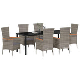 Garden Dining Set with Cushion 7 pcs Grey Powder-Coated Steel - Side View