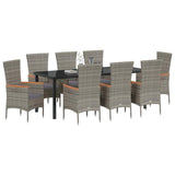 Garden Dining Set with Cushion 9 pcs Grey Powder-Coated Steel
