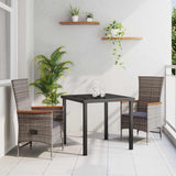 Garden Dining Set with Cushion 3 pcs Grey Powder-Coated Steel