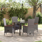 Garden Dining Set with Cushion 5 pcs Grey Powder-Coated Steel
