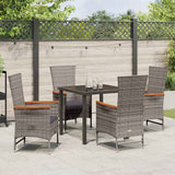 Garden Dining Set with Cushion 5 pcs Grey Powder-Coated Steel - Top-Down View