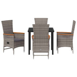 Garden Dining Set with Cushion 5 pcs Grey Powder-Coated Steel