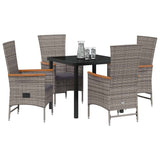 Garden Dining Set with Cushion 5 pcs Grey Powder-Coated Steel - Side View