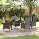 Garden Dining Set with Cushion 5 pcs Grey Powder-Coated Steel