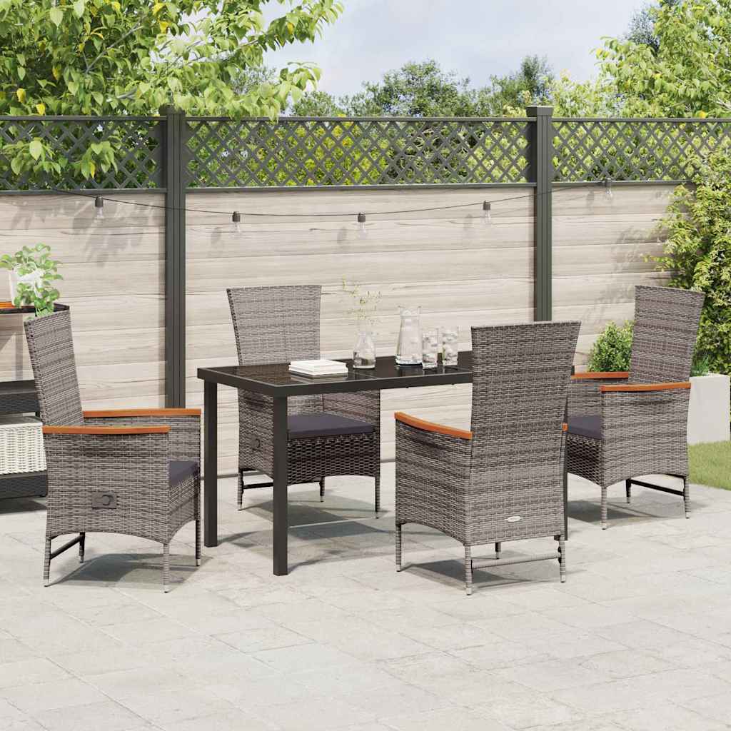 Garden Dining Set with Cushion 5 pcs Grey Powder-Coated Steel