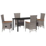 Garden Dining Set with Cushion 5 pcs Grey Powder-Coated Steel