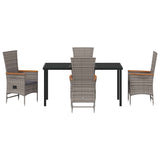Garden Dining Set with Cushion 5 pcs Grey Powder-Coated Steel - Close-Up Angle