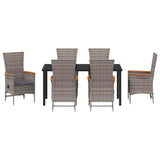 Garden Dining Set with Cushion 7 pcs Grey Powder-Coated Steel