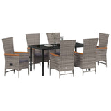 Garden Dining Set with Cushion 7 pcs Grey Powder-Coated Steel