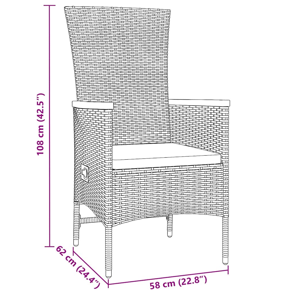 Garden Dining Set with Cushion 7 pcs Grey Powder-Coated Steel