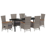 Garden Dining Set with Cushion 7 pcs Grey Powder-Coated Steel - Side View